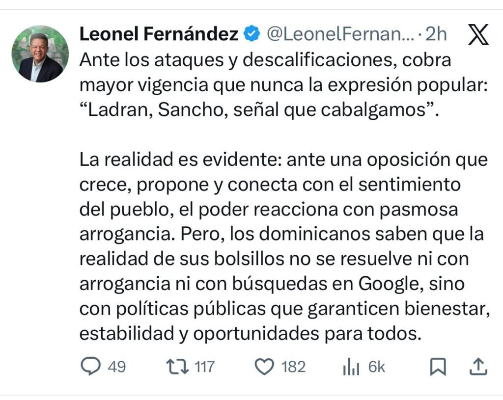 Leonel Fernández responde a Luis Abinader “La crisis no se resuelve buscando en Google”